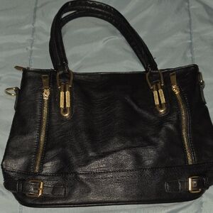 Black Satchel with Gold Accent Hardware
